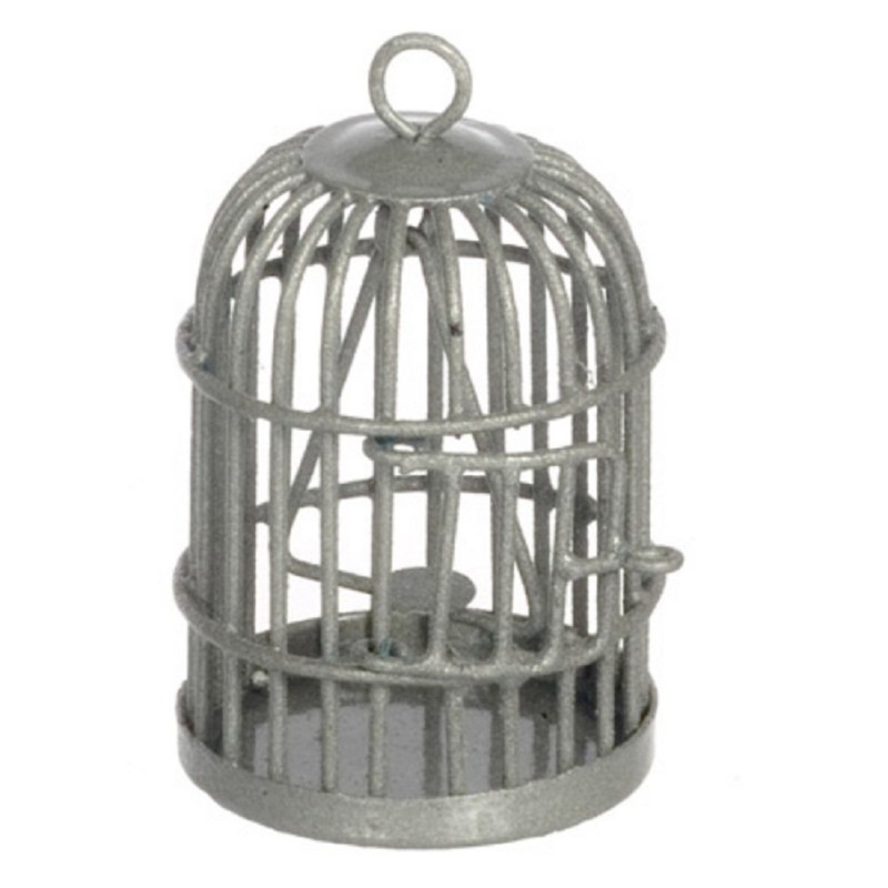 Dolls House Round Silver Birdcage Miniature 1:12 Scale Pet Accessory 