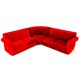 Dolls House Modern Red Velvet Corner Sofa Miniature Living Room Furniture       