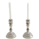 Dolls House Pair of Silver Candlesticks & Candles Dining Room Ornament Accessory